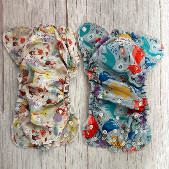 ONE SIZE AppleCheeks Apple Cheeks Cloth Diaper Covers Fit 6-35 Pounds - Lot 6 - Picture 2 of 5